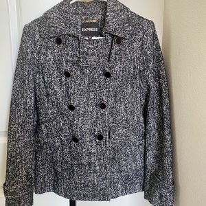 XS Express Women's Pea Coat Black/White